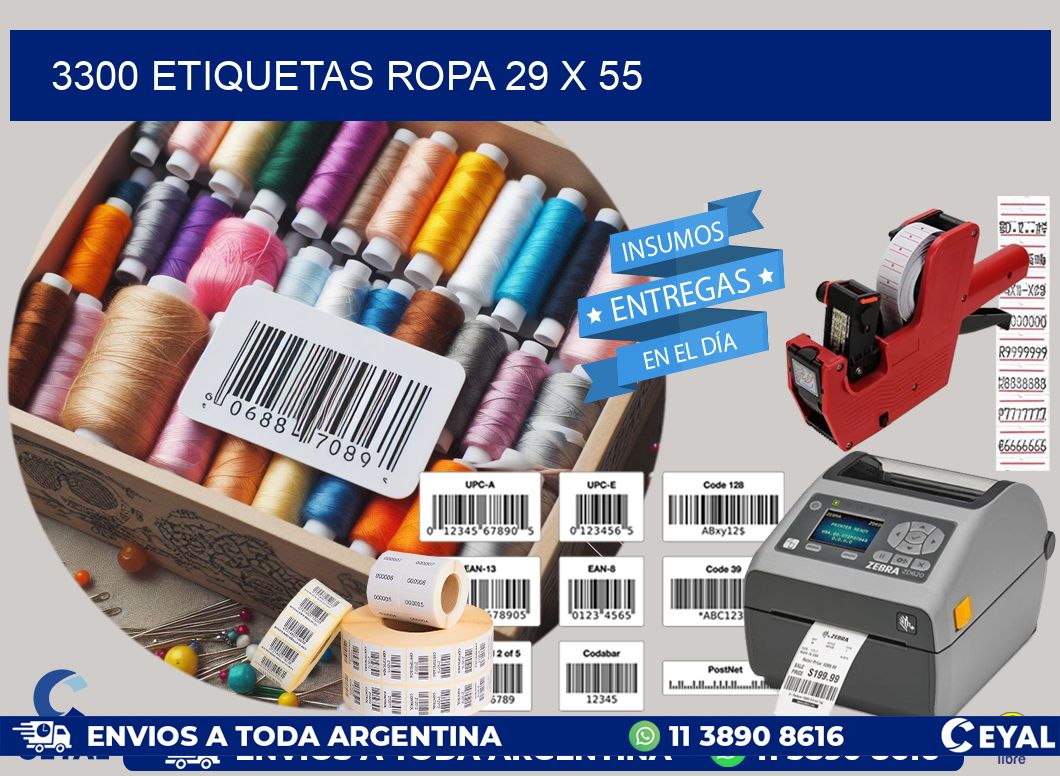 3300 ETIQUETAS ROPA 29 x 55