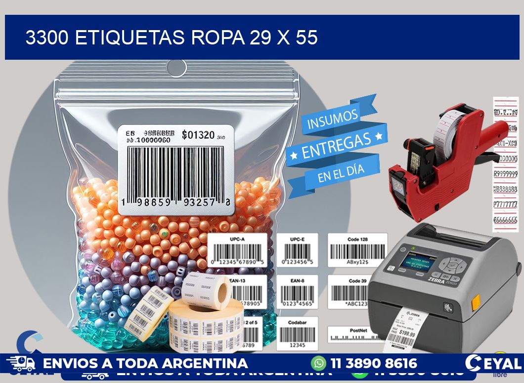 3300 ETIQUETAS ROPA 29 x 55