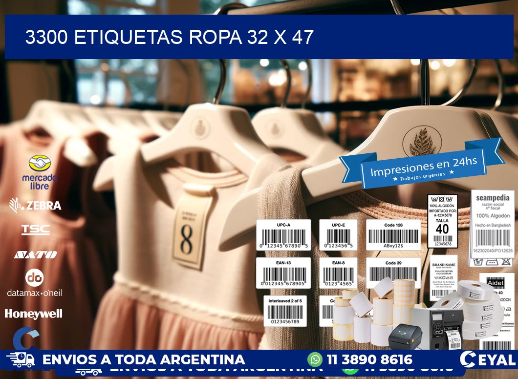 3300 ETIQUETAS ROPA 32 x 47