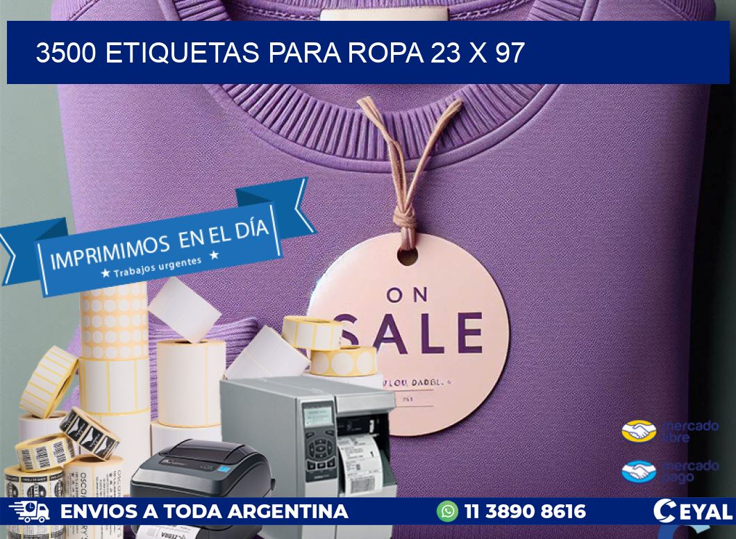 3500 ETIQUETAS PARA ROPA 23 x 97