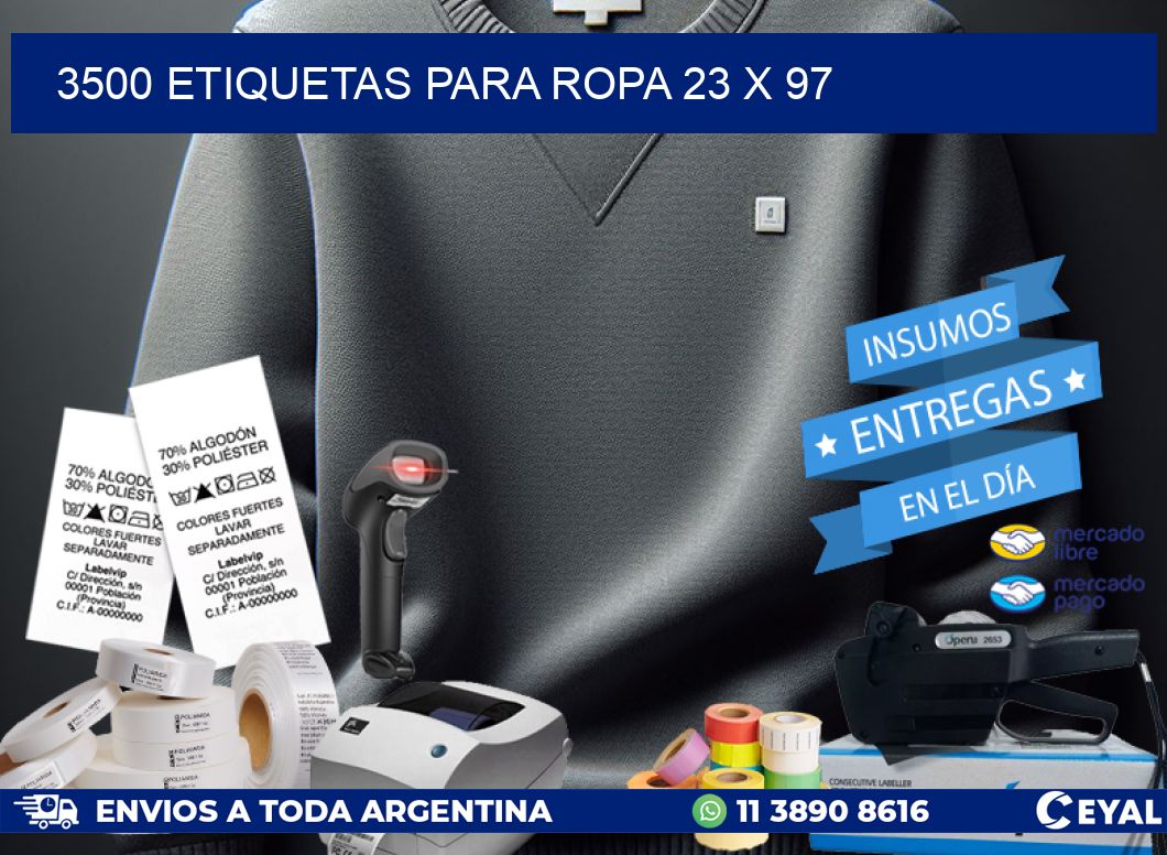 3500 ETIQUETAS PARA ROPA 23 x 97