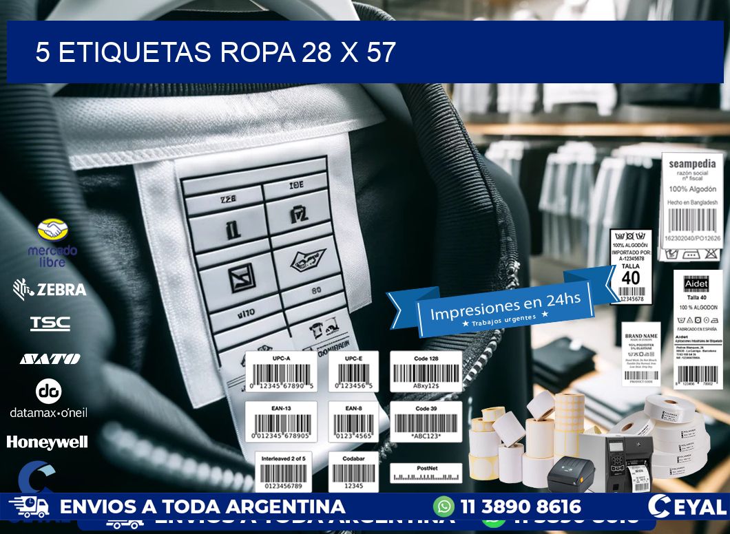 5 ETIQUETAS ROPA 28 x 57