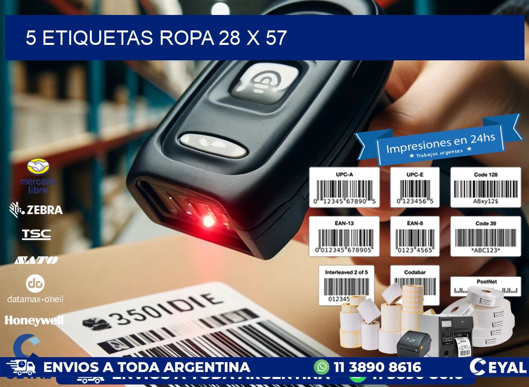 5 ETIQUETAS ROPA 28 x 57