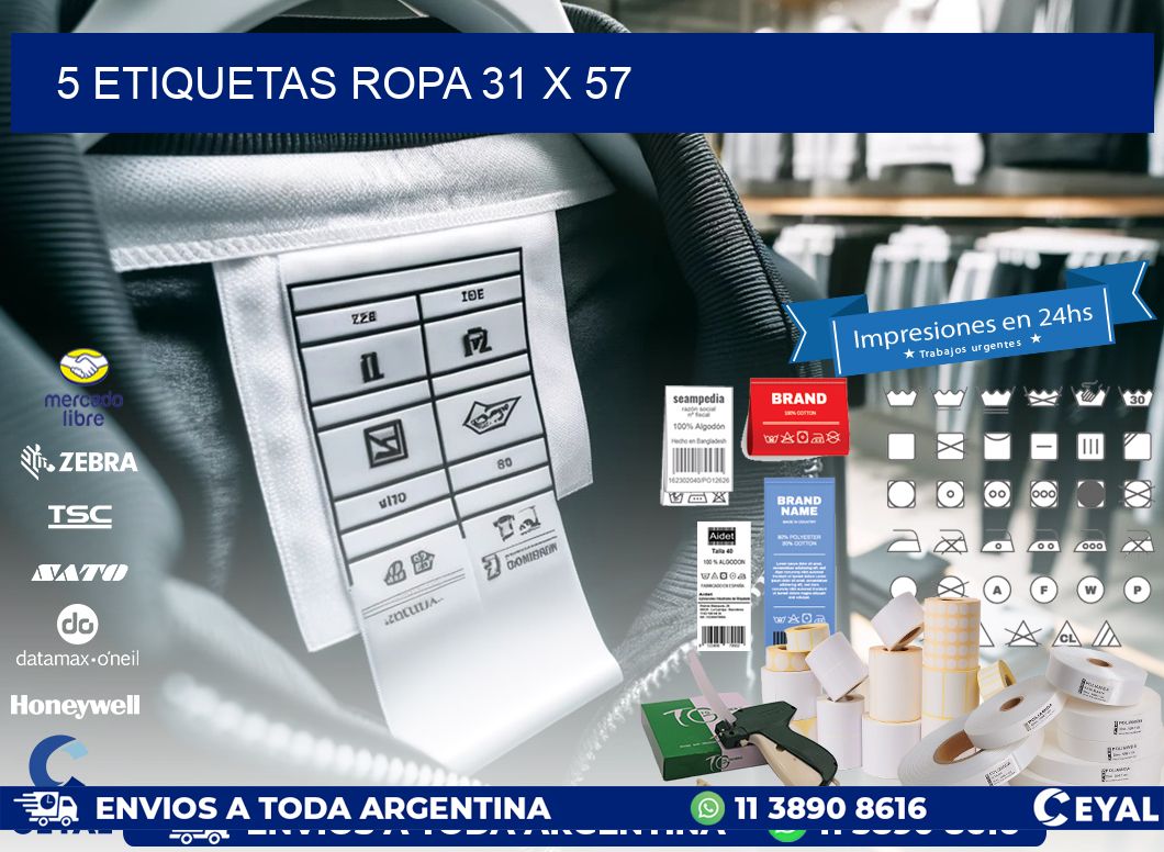 5 ETIQUETAS ROPA 31 x 57
