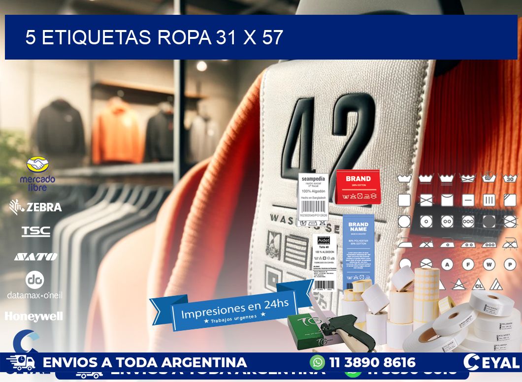 5 ETIQUETAS ROPA 31 x 57