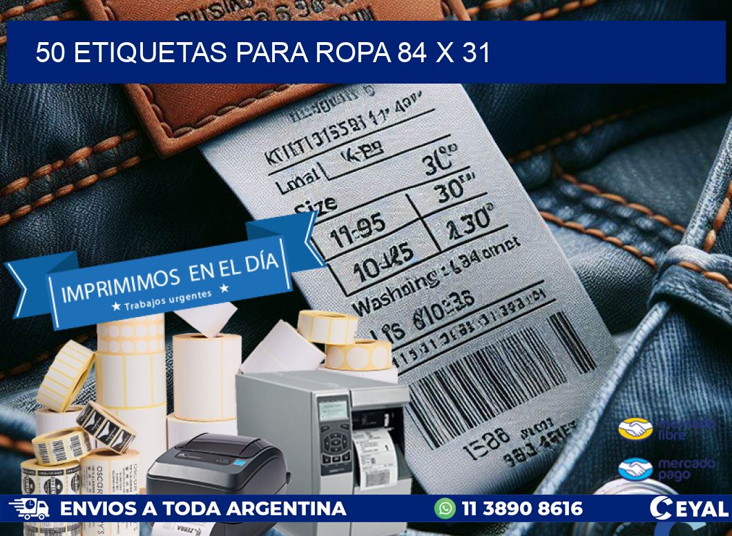50 ETIQUETAS PARA ROPA 84 x 31