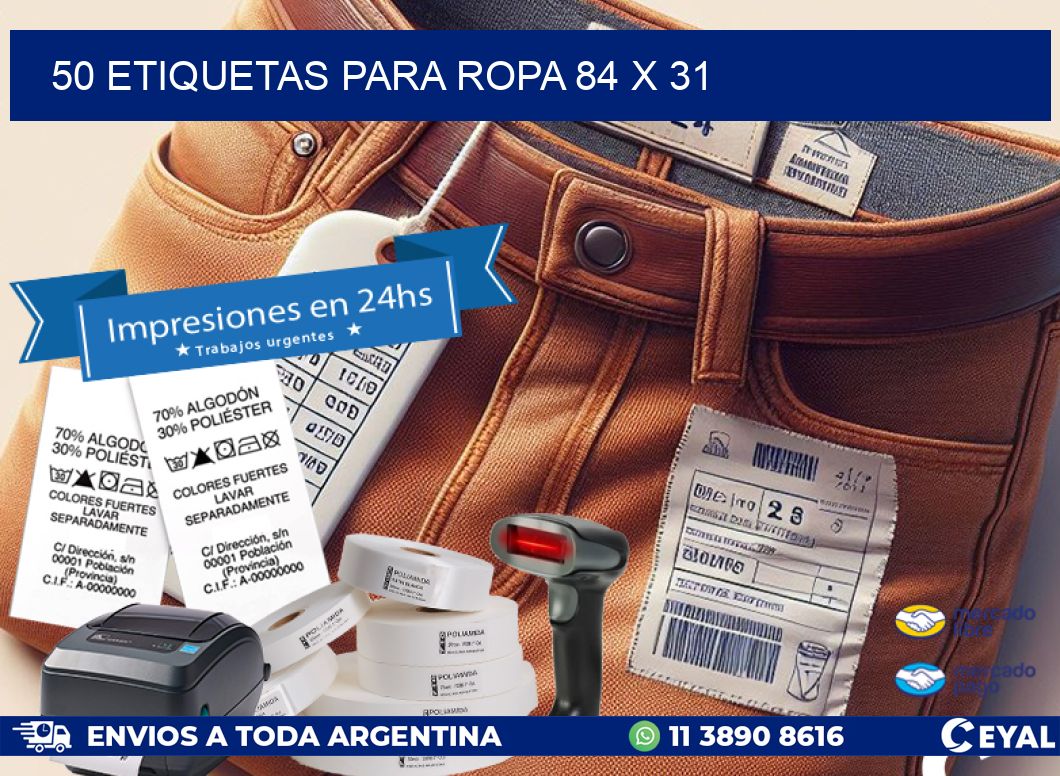 50 ETIQUETAS PARA ROPA 84 x 31