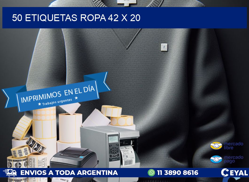 50 ETIQUETAS ROPA 42 x 20