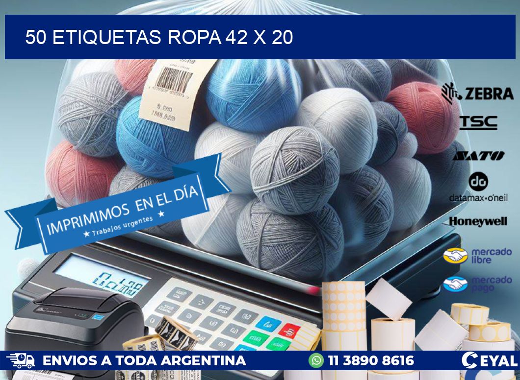 50 ETIQUETAS ROPA 42 x 20