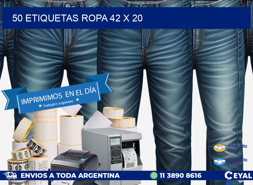 50 ETIQUETAS ROPA 42 x 20