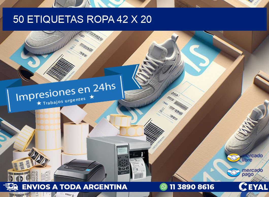 50 ETIQUETAS ROPA 42 x 20