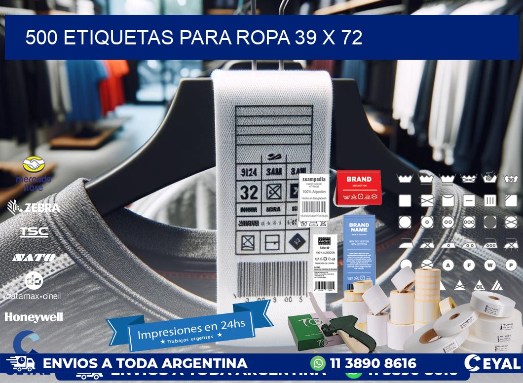 500 ETIQUETAS PARA ROPA 39 x 72