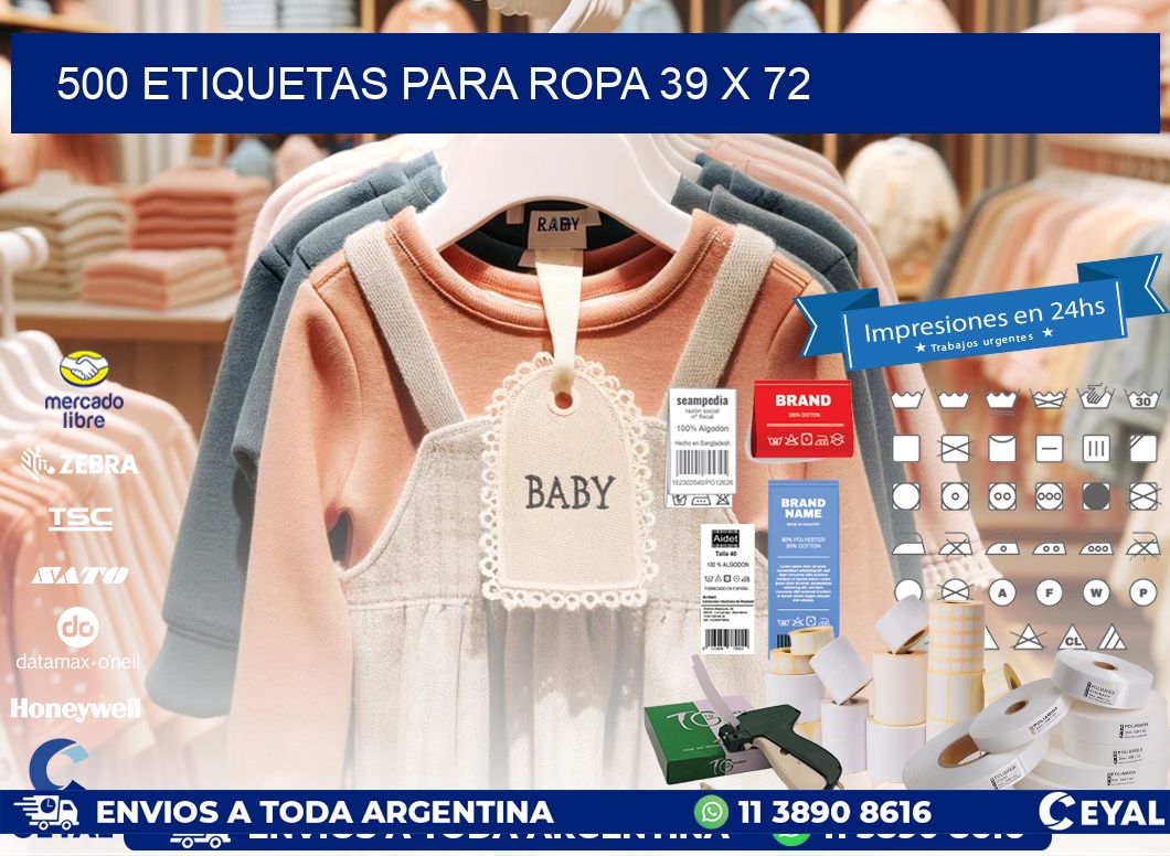 500 ETIQUETAS PARA ROPA 39 x 72