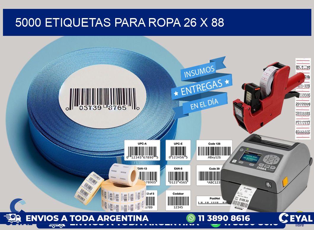 5000 ETIQUETAS PARA ROPA 26 x 88