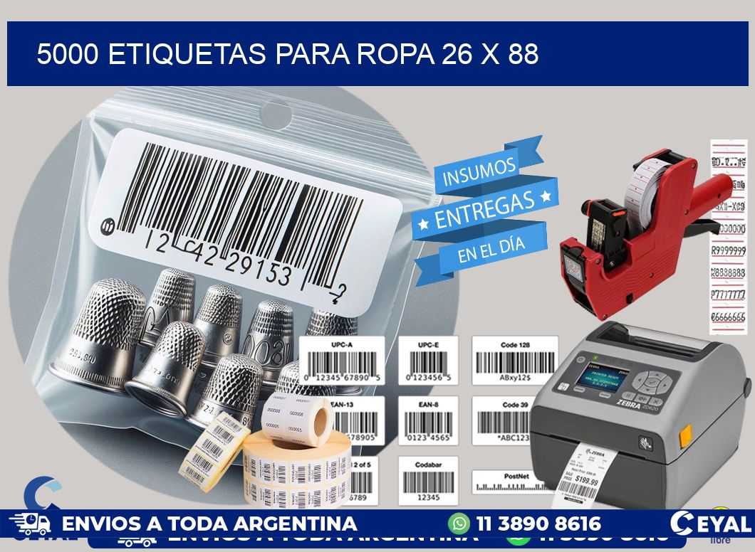 5000 ETIQUETAS PARA ROPA 26 x 88