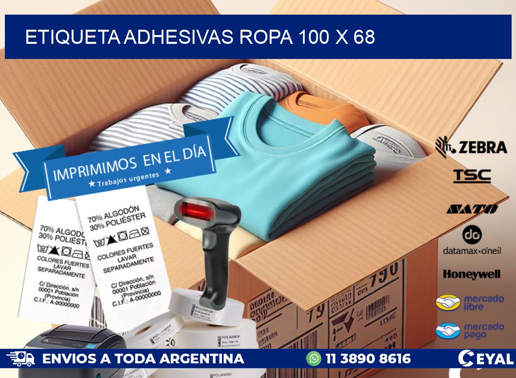 ETIQUETA ADHESIVAS ROPA 100 x 68