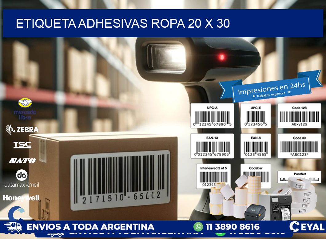 ETIQUETA ADHESIVAS ROPA 20 x 30