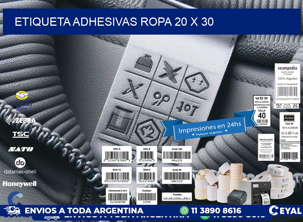 ETIQUETA ADHESIVAS ROPA 20 x 30
