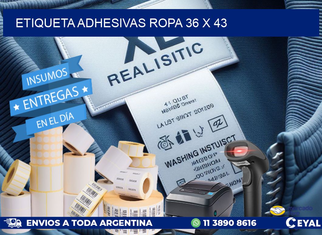 ETIQUETA ADHESIVAS ROPA 36 x 43