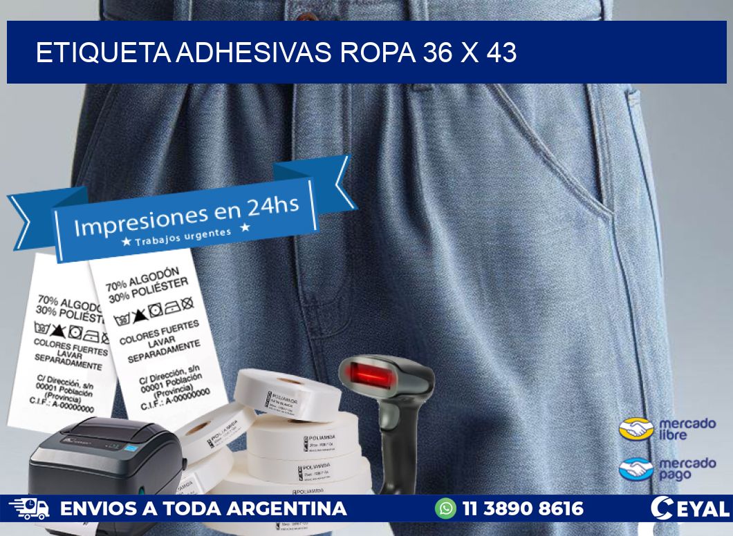 ETIQUETA ADHESIVAS ROPA 36 x 43