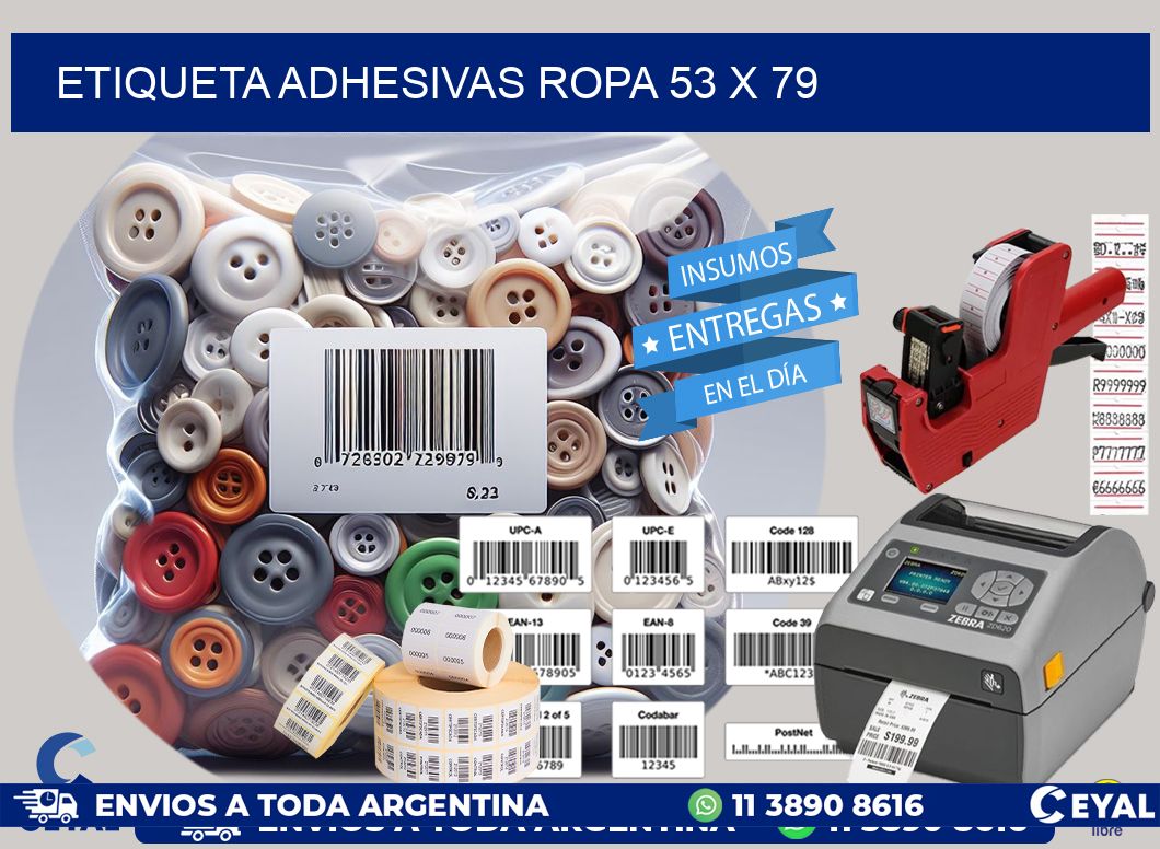 ETIQUETA ADHESIVAS ROPA 53 x 79