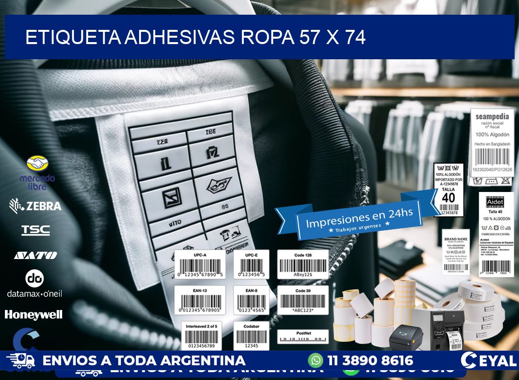 ETIQUETA ADHESIVAS ROPA 57 x 74