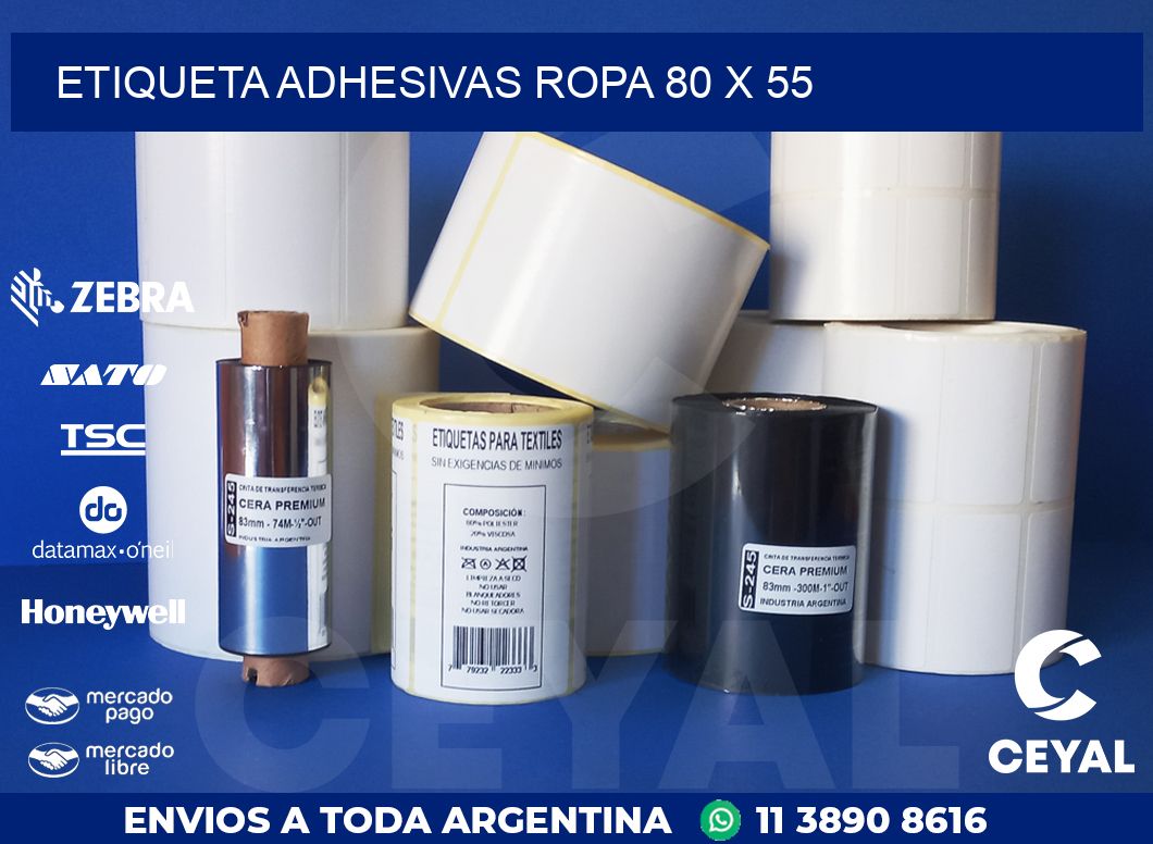 ETIQUETA ADHESIVAS ROPA 80 x 55