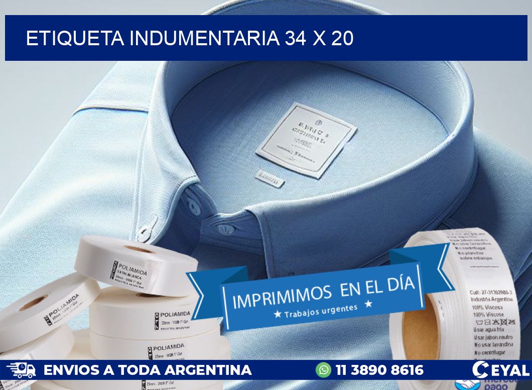ETIQUETA INDUMENTARIA 34 x 20