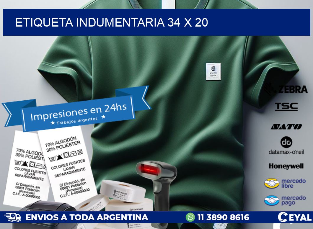 ETIQUETA INDUMENTARIA 34 x 20