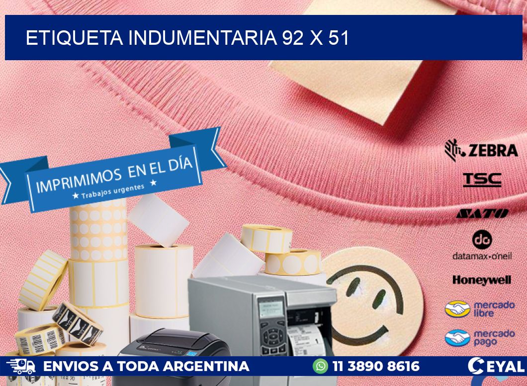 ETIQUETA INDUMENTARIA 92 x 51