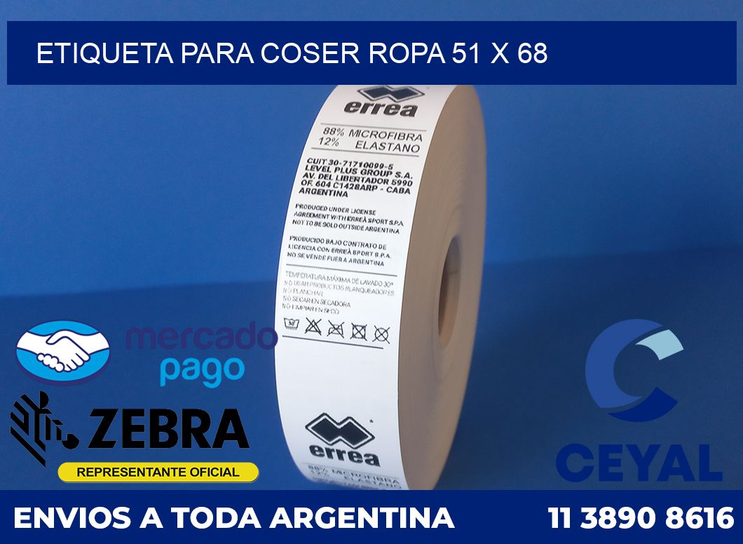 ETIQUETA PARA COSER ROPA 51 x 68