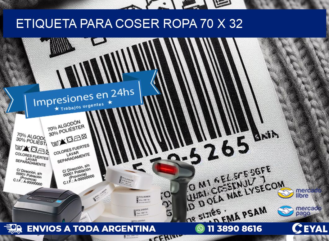 ETIQUETA PARA COSER ROPA 70 x 32