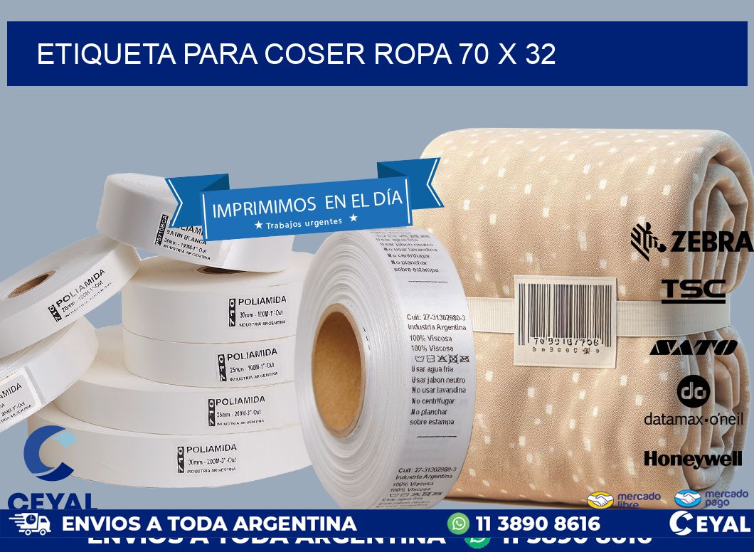 ETIQUETA PARA COSER ROPA 70 x 32