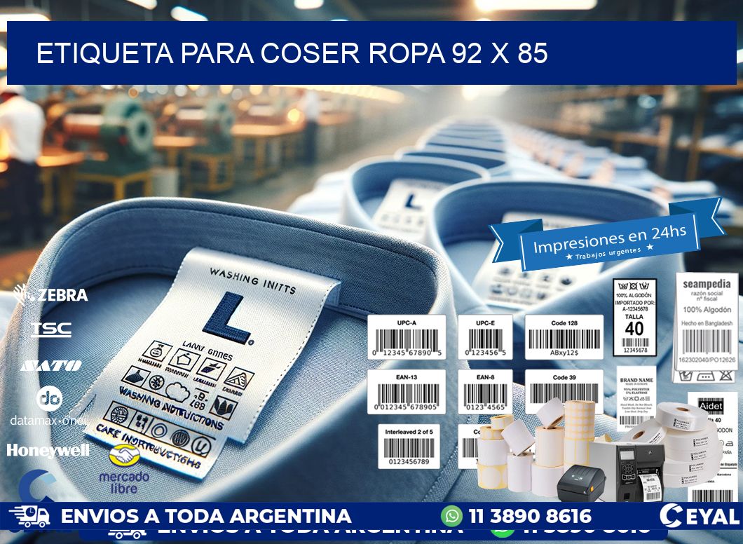 ETIQUETA PARA COSER ROPA 92 x 85