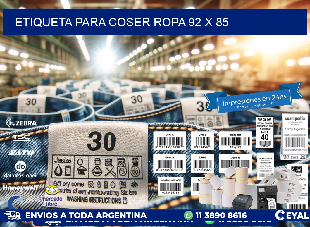 ETIQUETA PARA COSER ROPA 92 x 85