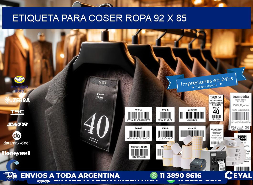 ETIQUETA PARA COSER ROPA 92 x 85