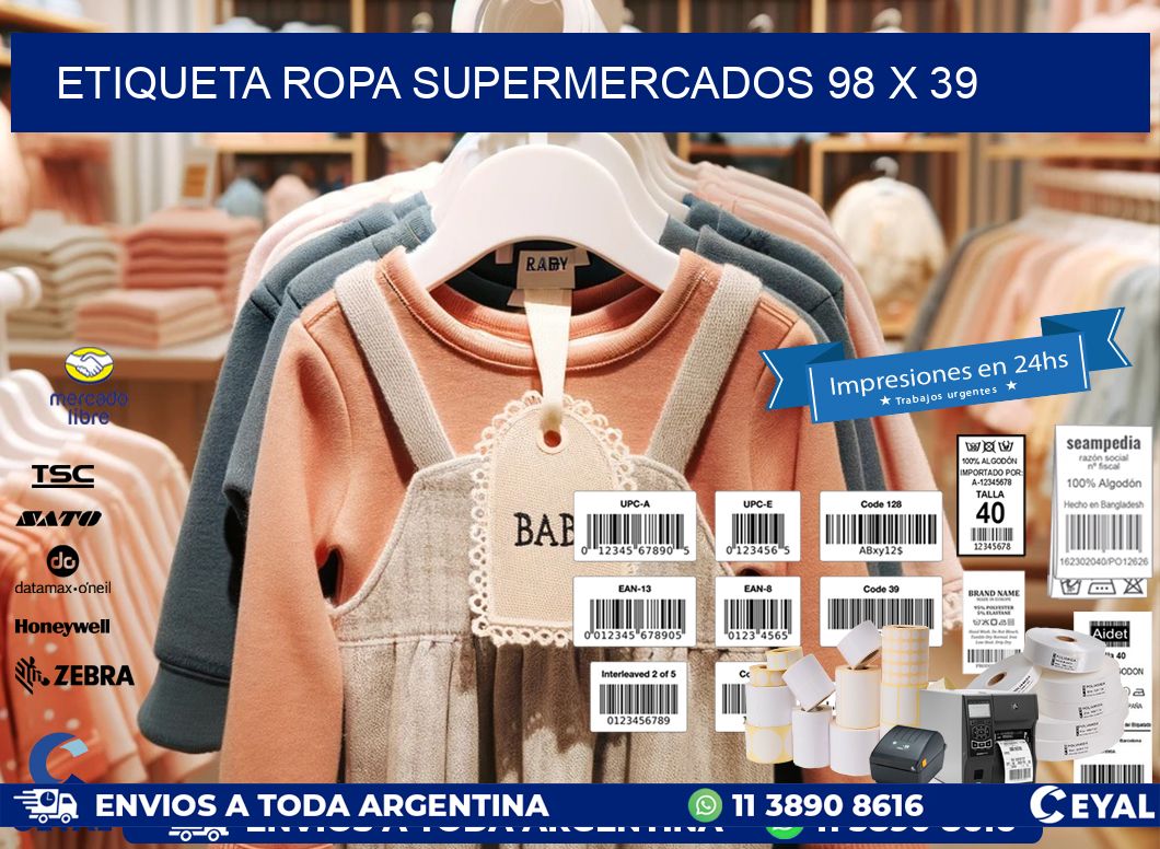 ETIQUETA ROPA SUPERMERCADOS 98 x 39