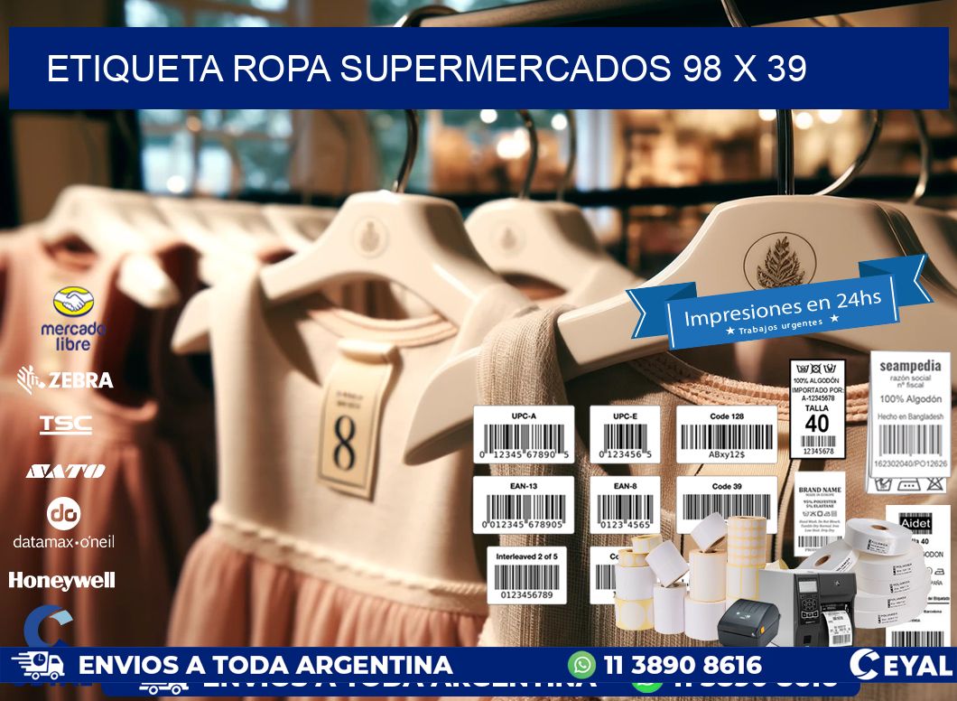 ETIQUETA ROPA SUPERMERCADOS 98 x 39