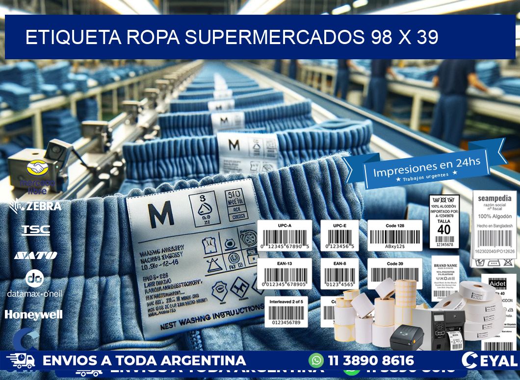 ETIQUETA ROPA SUPERMERCADOS 98 x 39