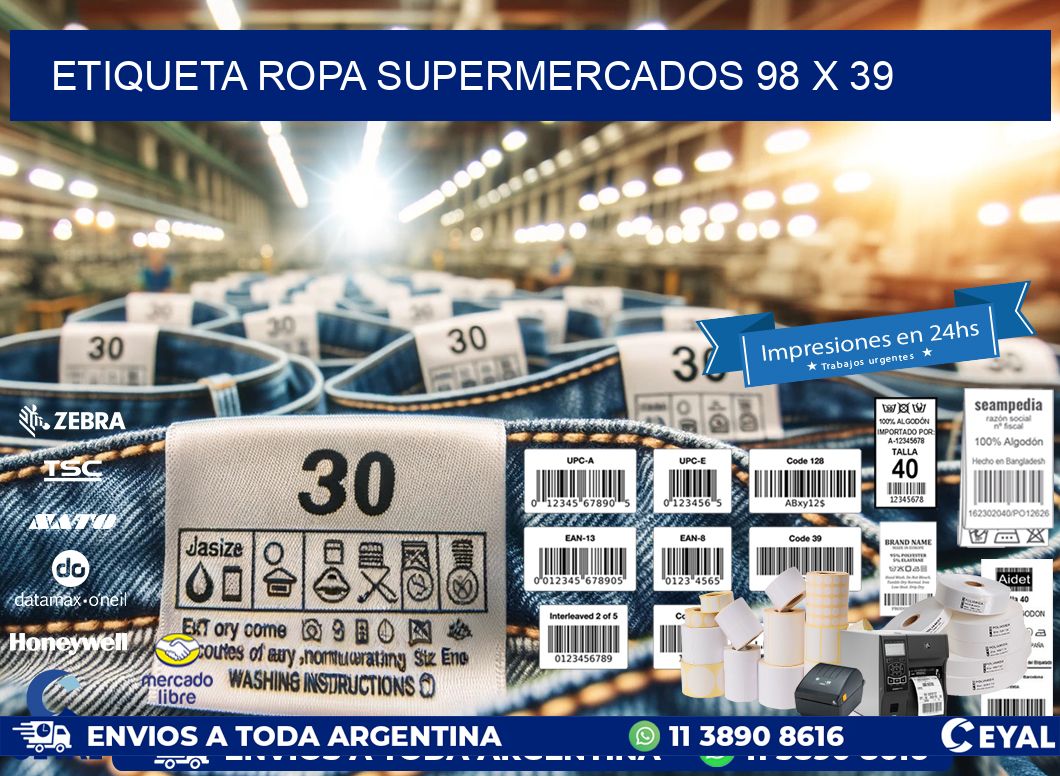 ETIQUETA ROPA SUPERMERCADOS 98 x 39