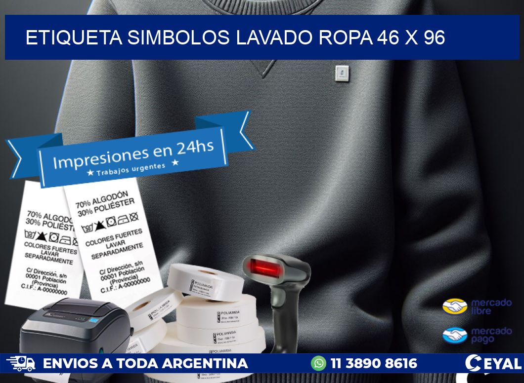 ETIQUETA SIMBOLOS LAVADO ROPA 46 x 96