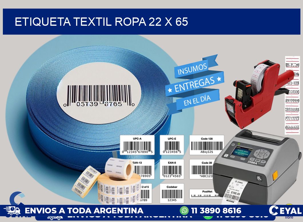 ETIQUETA TEXTIL ROPA 22 x 65