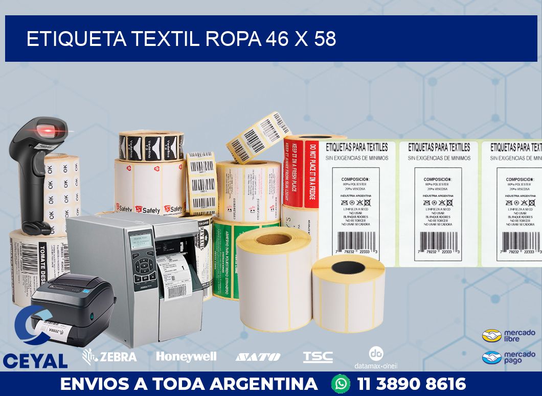 ETIQUETA TEXTIL ROPA 46 x 58