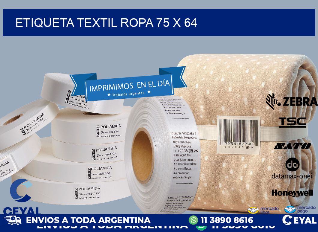ETIQUETA TEXTIL ROPA 75 x 64