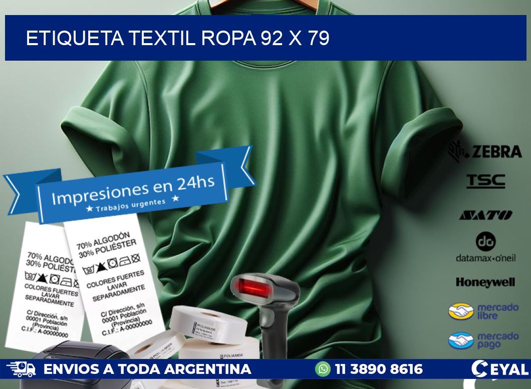 ETIQUETA TEXTIL ROPA 92 x 79