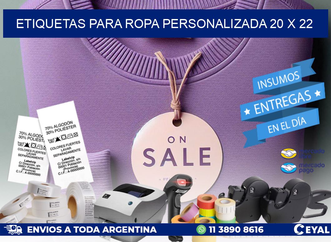 ETIQUETAS PARA ROPA PERSONALIZADA 20 x 22