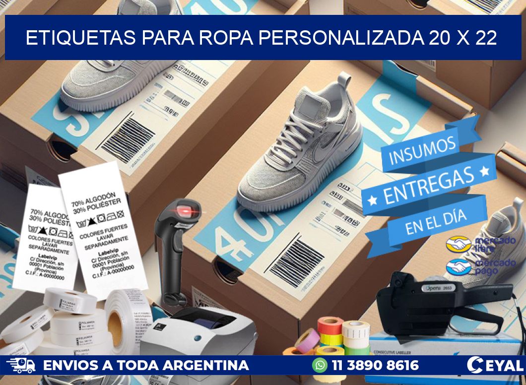 ETIQUETAS PARA ROPA PERSONALIZADA 20 x 22