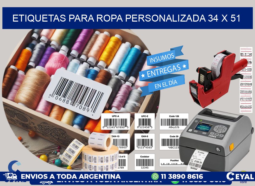 ETIQUETAS PARA ROPA PERSONALIZADA 34 x 51