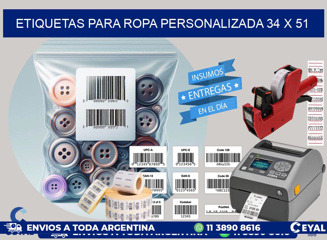 ETIQUETAS PARA ROPA PERSONALIZADA 34 x 51