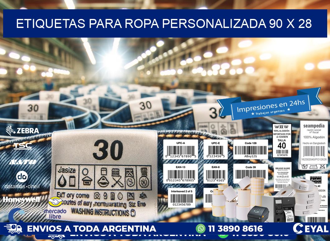 ETIQUETAS PARA ROPA PERSONALIZADA 90 x 28